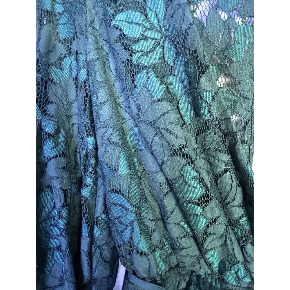 Here Comes The Sun Maddox Fit & Flare Long Sleeve Romper Green Floral Lace Small - Picture 4 of 13